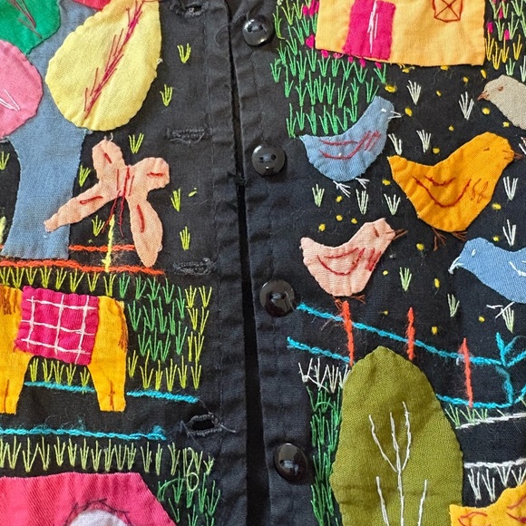 Vintage Women's Handmade Embroidered Village Scene Vest Size Medium - Picture 10 of 10